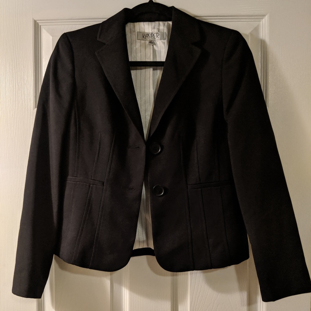 solid black formal business blazer